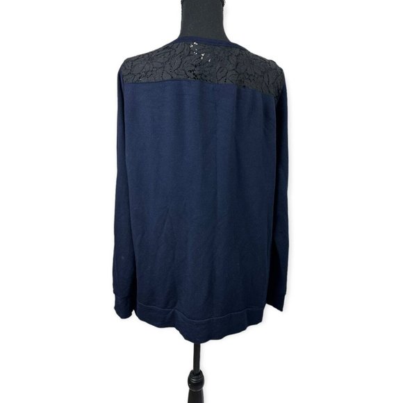 Evy’s Tree Maggie In Ink Navy Pullover Shirt with black lace size 1x - Picture 2 of 5